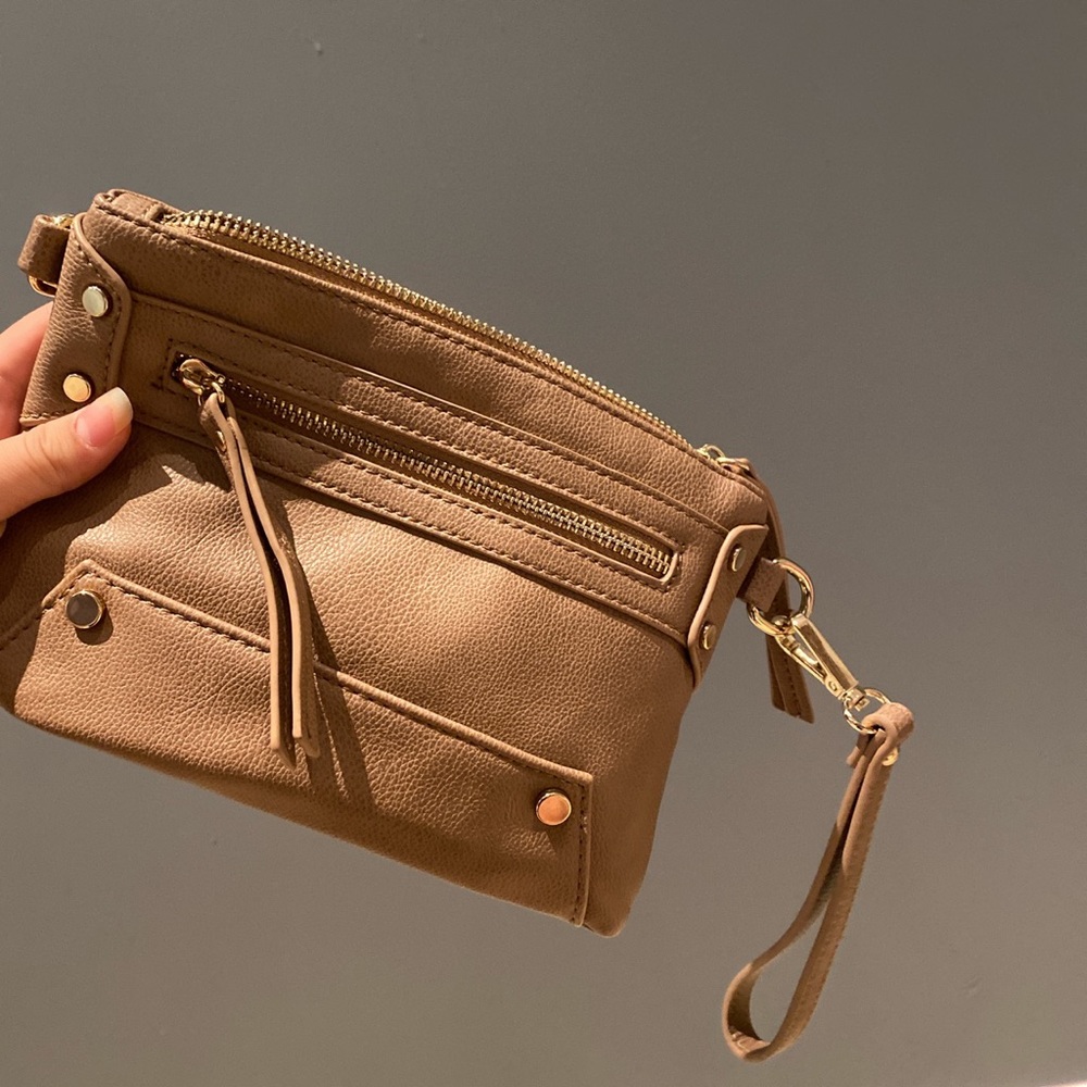 Charming Charlie tan crossbody/clutch